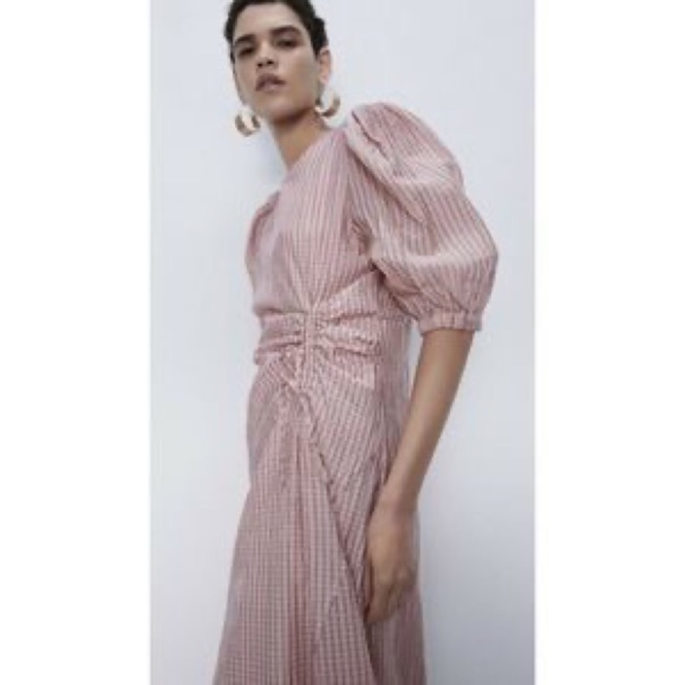 ZARA DRESS WITH GATHERED WAIST
AND PUFF SLEEVES - Picture 5 of 7